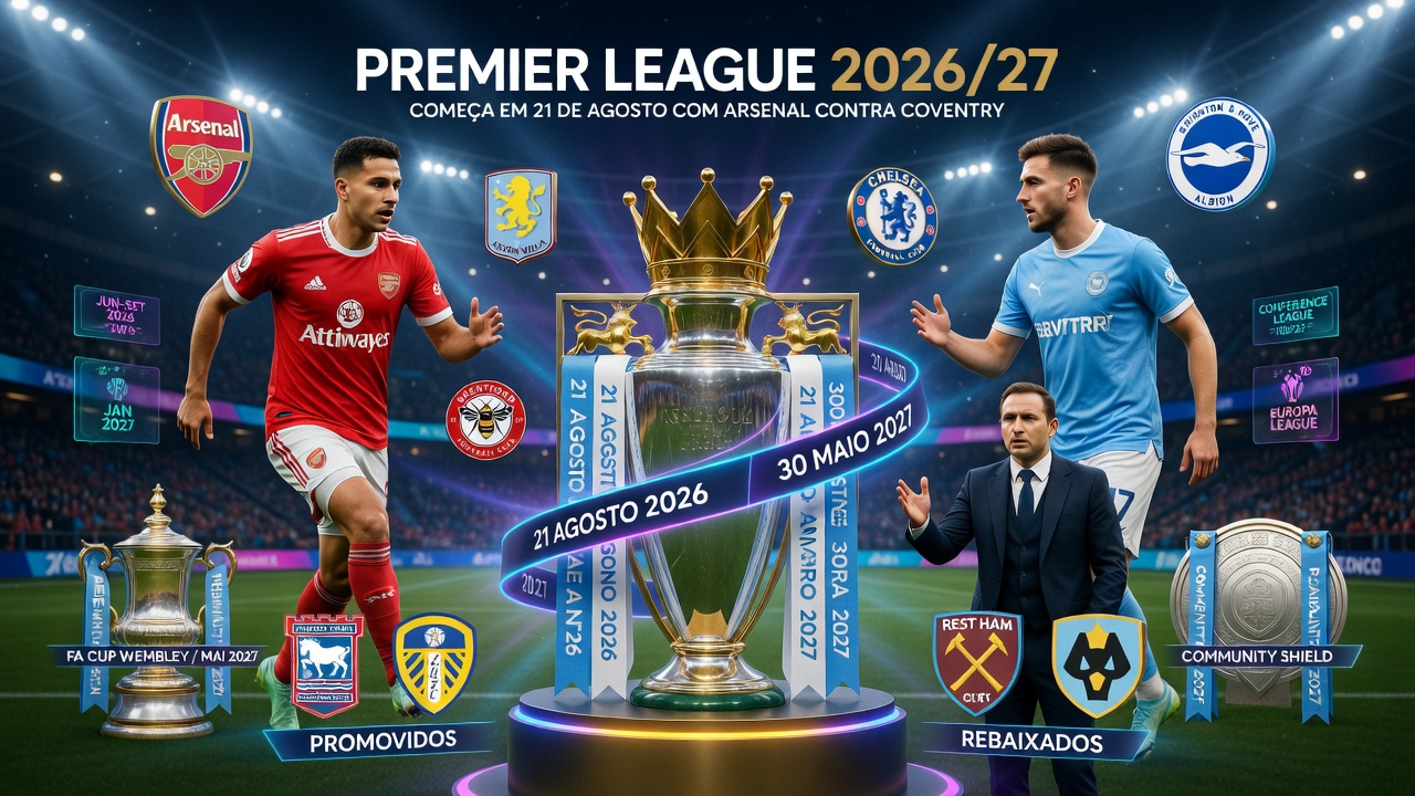 Premier League 2026/27 começa em 21 de agosto com Arsenal contra Coventry Premier League 2026/27 começa em 21 de agosto com Arsenal contra Coventry