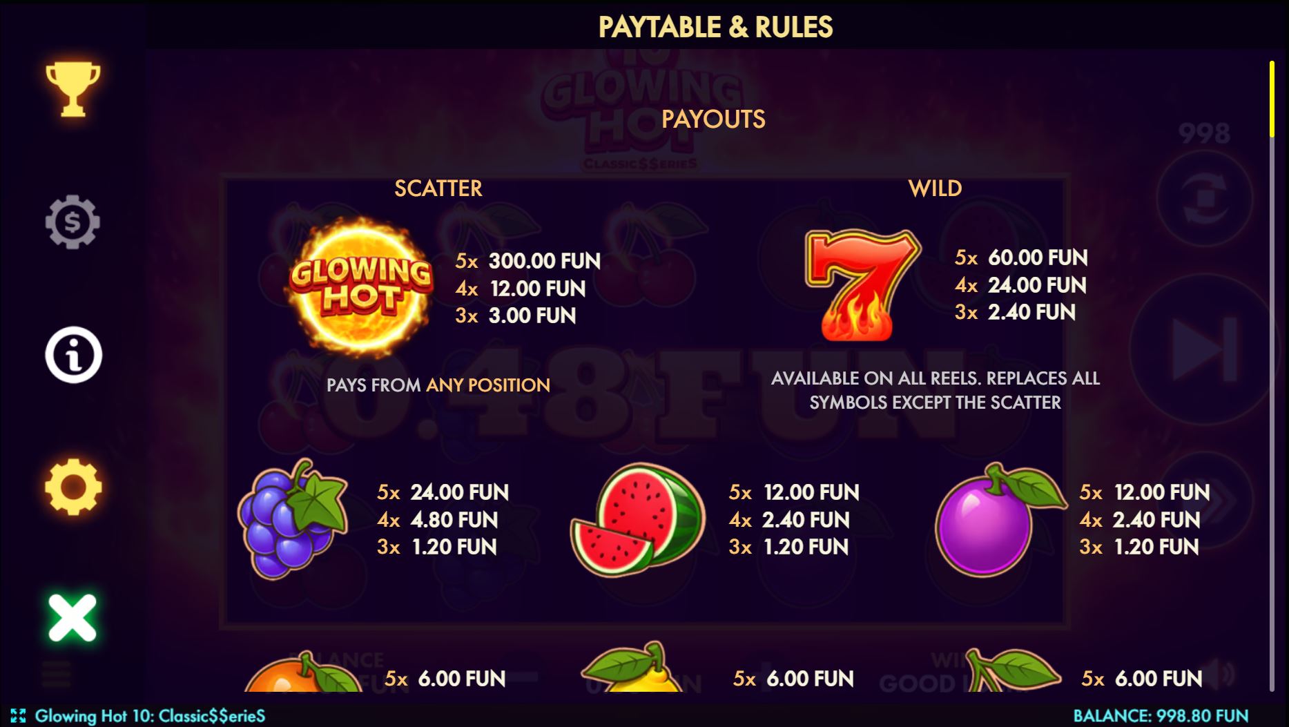 Bonuses and symbols
