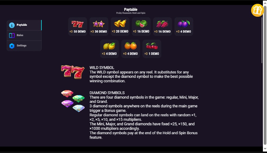 Symbols in the game