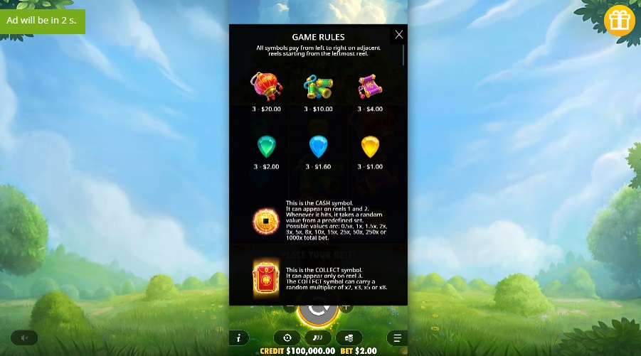 Symbols in the game