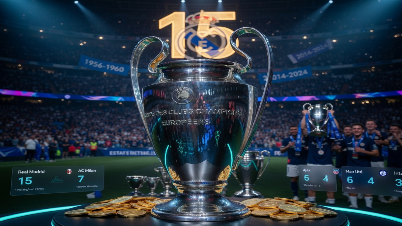 Real Madrid mantém 15 títulos e domina a Champions
