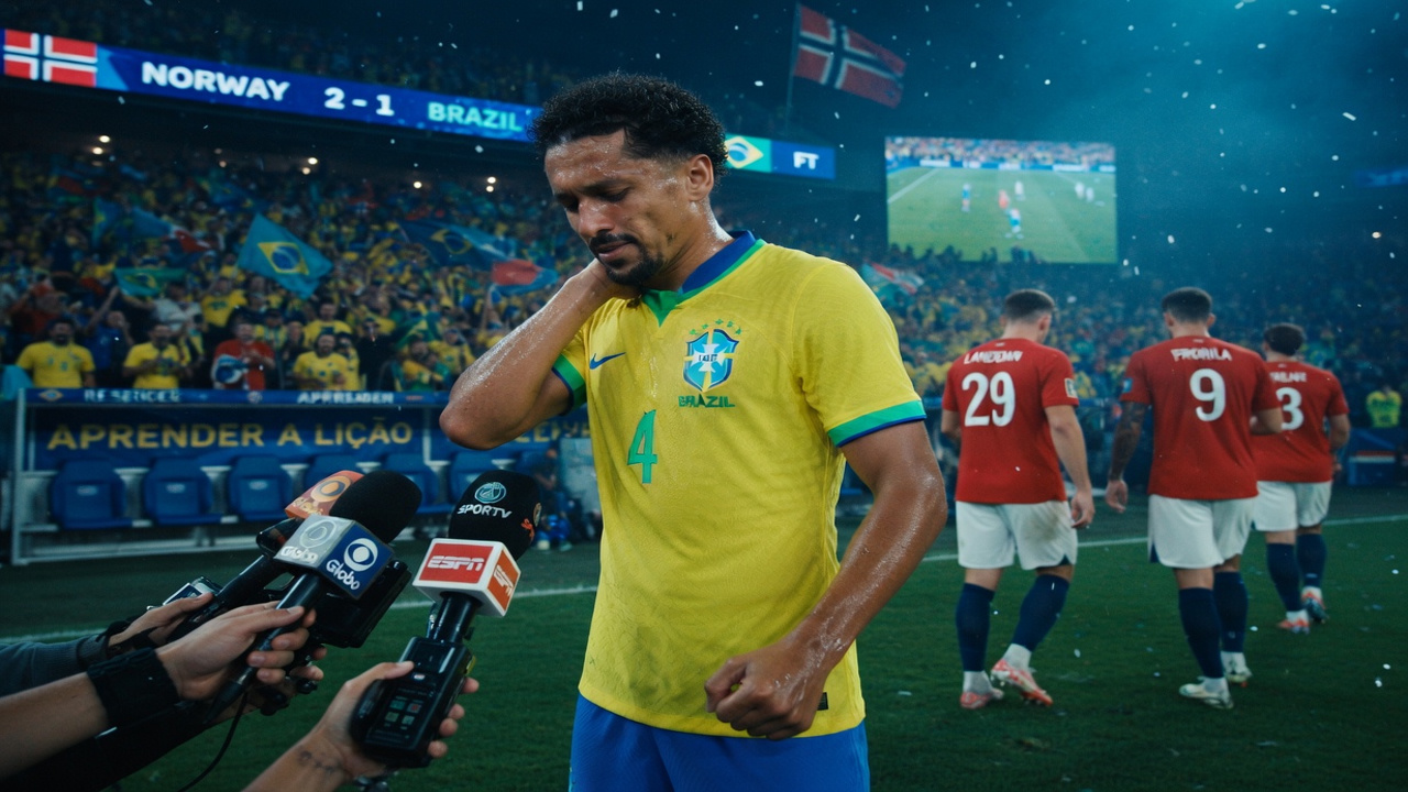 Marquinhos pede desculpas ao povo após queda do Brasil na Copa: “Aprender a lição” Marquinhos pede desculpas ao povo após queda do Brasil na Copa: “Aprender a lição”