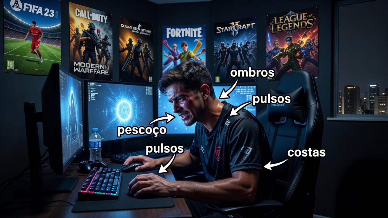 Dores musculares atingem jogadores de esports no Brasil Dores musculares atingem jogadores de esports no Brasil