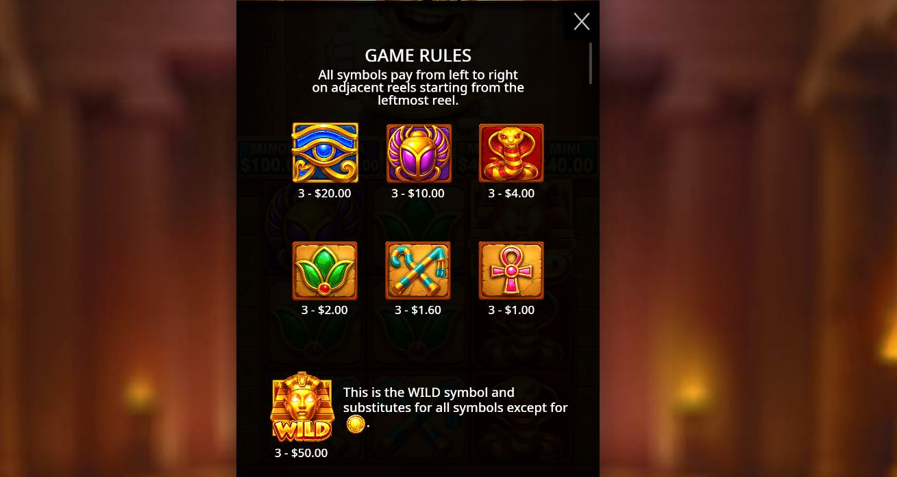 Paytable and winning combinations