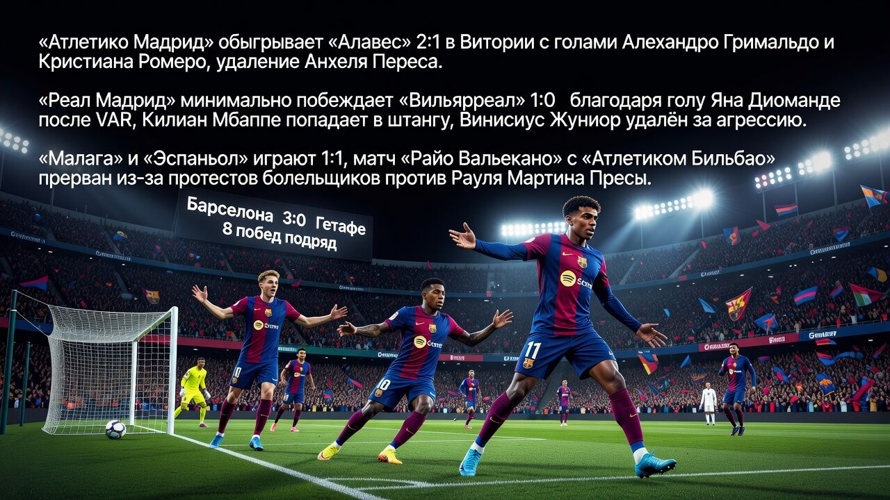 Барселона разгромила Хетафе 3:0 и дошла до восьми побед подряд Барселона разгромила Хетафе 3:0 и дошла до восьми побед подряд