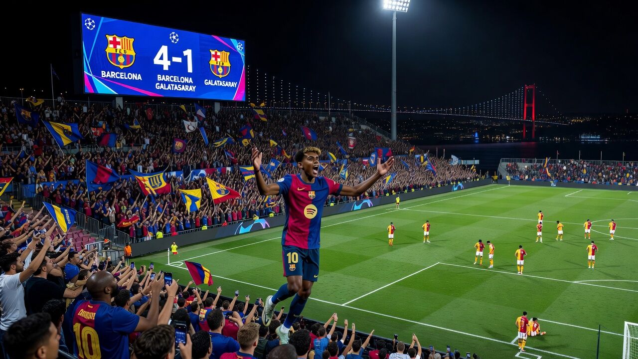 Yamal bate recorde da Champions aos 19 anos Yamal bate recorde da Champions aos 19 anos